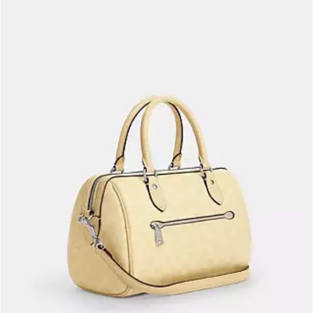 Coach Rowan Satchel Bag In Signature Canvas- Silver/Hay - Picture 12 of 15